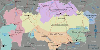 નકશો કઝાકિસ્તાન વિસ્તારો
