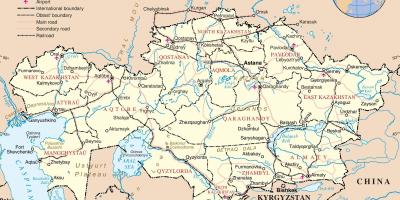 નકશો કઝાકિસ્તાન રાજકીય