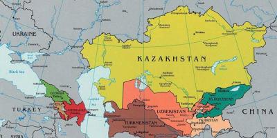 નકશો કઝાકિસ્તાન આસપાસના દેશોમાં